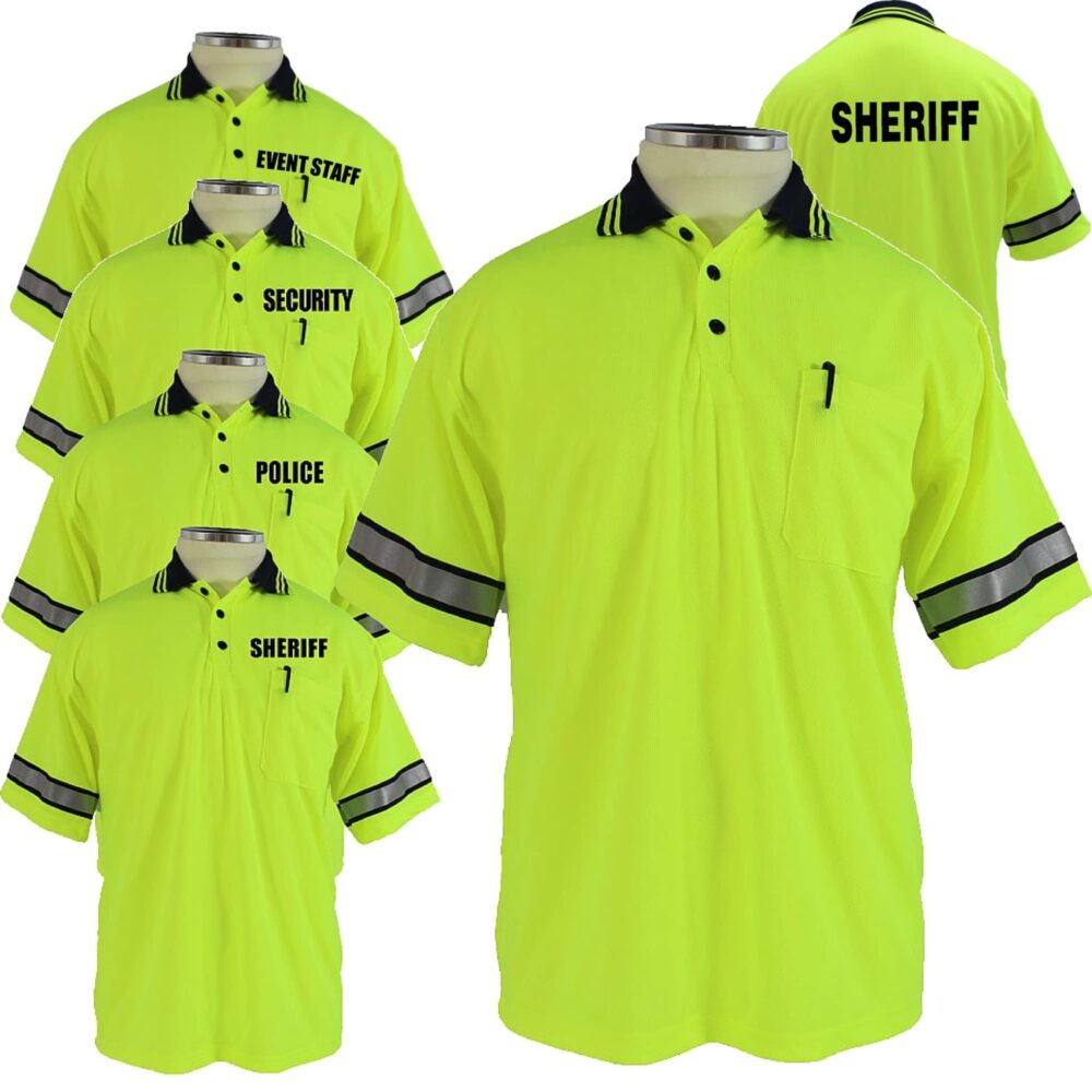 First Class Uniforms High-Visibility Polo Shirts - Police, Security, Sheriff, and Event Staff - Clothing & Accessories